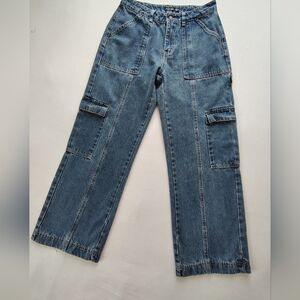 Nasty Gal Collection Blue Cargo Jeans Size 8
